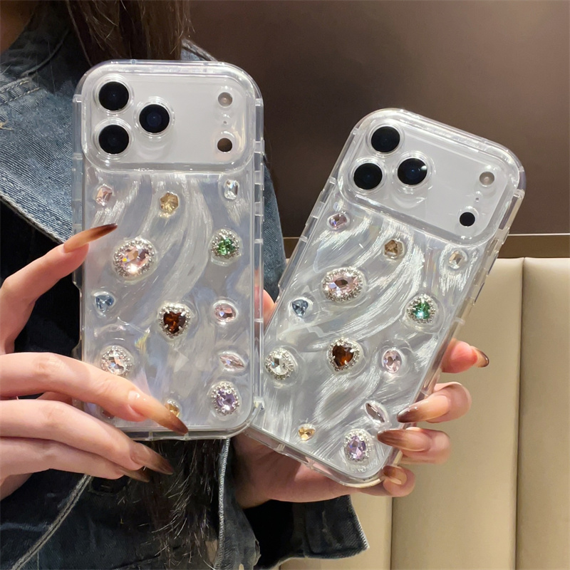 Apple Iphone 15 - Korean Color Gemstones Resin Cute Phone