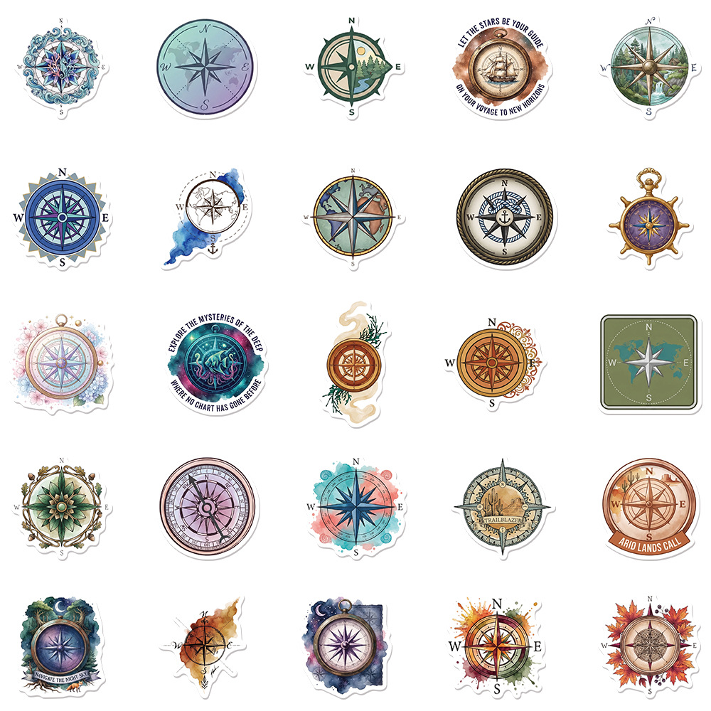 50Pcs Cartoon Retro Compass St - Tablet Accessories For Kids ulasan dan harga