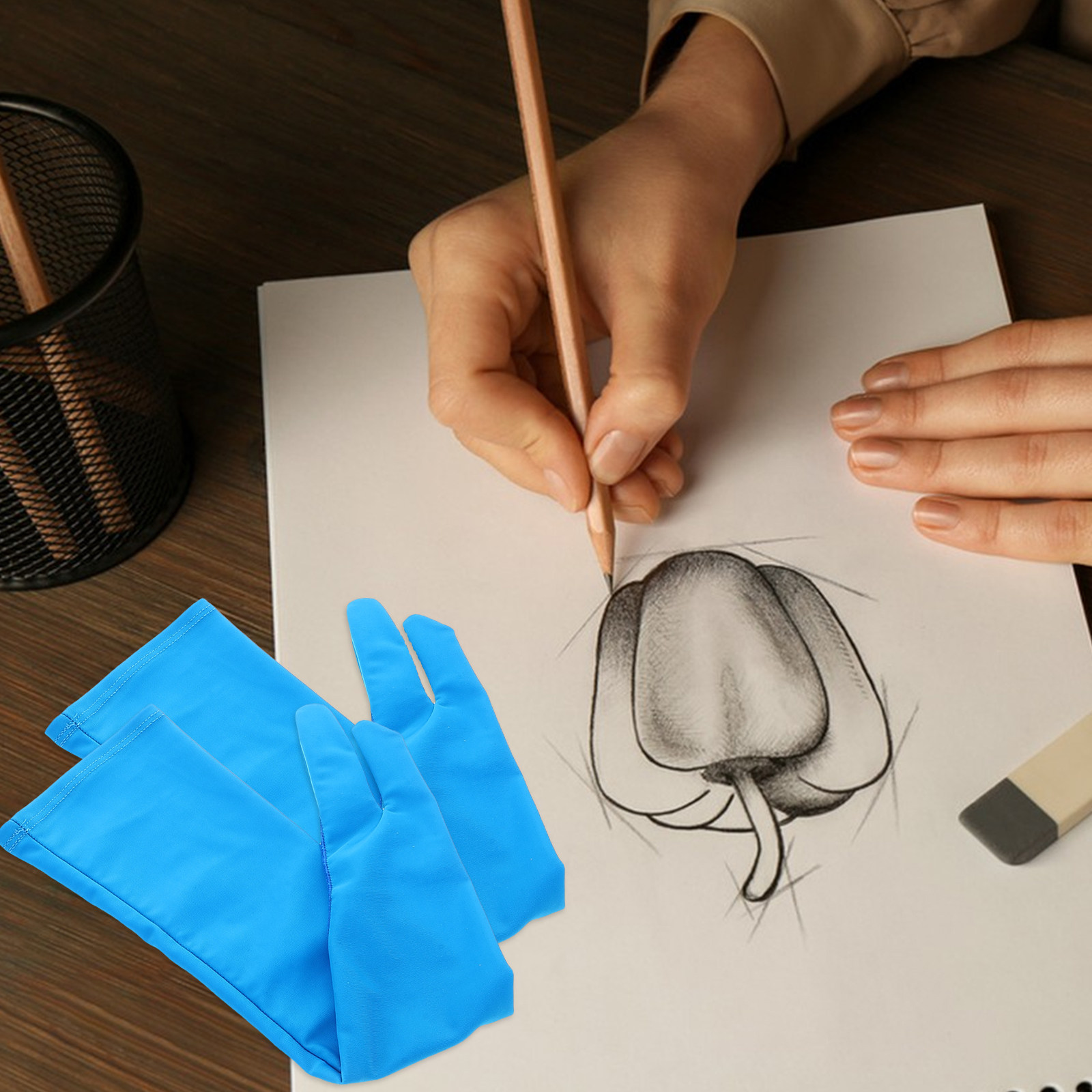 1Pair Breathable Two-Finger Dr - Drawing Glove Artist ulasan dan harga